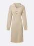 Urban Cozy Buttoned Shawl Collar Sweater Midi Dress