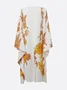Vacation Split Sleeve Printing Floral Kimono