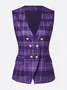 Urban Plaid Cross-Neck Buttoned Vest