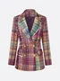 Urban Multi-Plaid Lapel Blazer