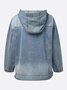 Casual Plain Distressing Hoodie Denim Top