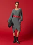 Urban Plain V Neck Sweater Midi Dress
