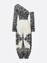 Casual Printed Asymmetrical Off-Shoulder Jumpsuit