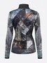 Urban Abstract Printing Stand Collar T-shirt