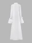 Urban Plain Ruffle Sleeve Shirt Collar Maxi Dress