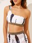 Elegant Tie-Dye Pattern Printing One Shoulder Bikinis set Three-Piece Set