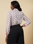 Work Fall A-Line Long Sleeve Bow Elegant Stand Collar Daily Tops