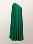 Elegant Cold Shoulder Loose Plain Maxi Dress