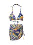 Vacation Abstract Printing V Neck Bikinis set Three-Piece Set