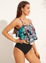 Vacation Plants Flouncing  Scoop Neck Tankinis Two-Piece Set