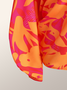 Orange Daily Floral Elegant Lantern Sleeve Loose Top