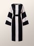 Autumn Crew Neck Long sleeve H-Line Elegant Striped Dress
