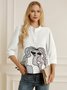 Daily Regular Fit Stand Collar Mid Sleeve Blouse
