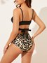 Casual Leopard Printing Scoop Neck Bikinis Two-Piece Set