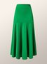 Green High Elasticity X-Line Regular Fit Plain Skirt