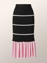 Daily Elegant Striped Mermaid Midi Skirt