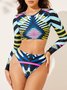 Casual Abstract Printing Crew Neck Surf Suit