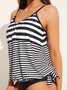 Casual Striped Printing Scoop Neck Tankinis Two-Piece Set