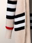 Long sleeve Striped Loose V Neck Elegant Sweater Coat