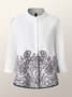 Autumn A-Line Stand Collar  Floral Urban Stand Collar Daily Blouse