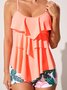 Vacation Plants Flouncing Scoop Neck Tankinis Two-Piece Set