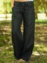 Casual Solid Pockets Wide Leg Pants
