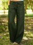 Casual Solid Pockets Wide Leg Pants