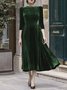 Army Green Vintage Velvet Dress