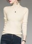 Casual Knitted Sheath Solid Sweater