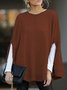 Solid Long Sleeve Round Neck Casual Shift Top