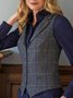 Gingham Lapel Sleeveless Buttoned Jackets