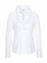 White V Neck Long Sleeve Ruffled Shirts & Tops