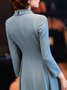 Gathered Zipper A-line Elegant Midi Dress