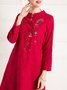 Embroidered Graphic Holiday Linen Dress