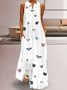 Butterfly Printed Maxi Shift Dress