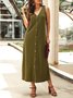 V Neck Daytime Casual Buttoned Maxi Dress