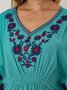 Holiday Floral Batwing Embroidered Top