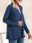 Blue Plain Casual Knit coat