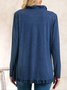 Blue Plain Casual Knit coat