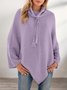 Purple Acrylic Plain Long Sleeve Casual Sweater