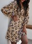 Long Sleeve Holiday Leopard  Mini Dress