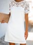 Eyelet Solid Crew Neck Holiday Dress
