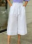 Casual Polyester Cotton Wide Leg Pants