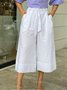 Casual Polyester Cotton Wide Leg Pants