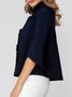 Elegant Stand Collar 3/4 Sleeve Blouses And Shirts