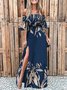 Elegant Floral Bateau/Boat Neck Printed Dress