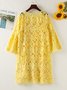 3/4 Sleeve Guipure Lace Crew Neck Mini Dress