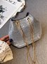 Simple Rhinestone Drawstring Bucket Bag