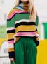 Stripes Casual  Long Sleeve Sweater