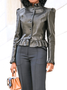 Fall Plain Elegant Leather Mid-weight Non-Stretch Work Formal Jackets